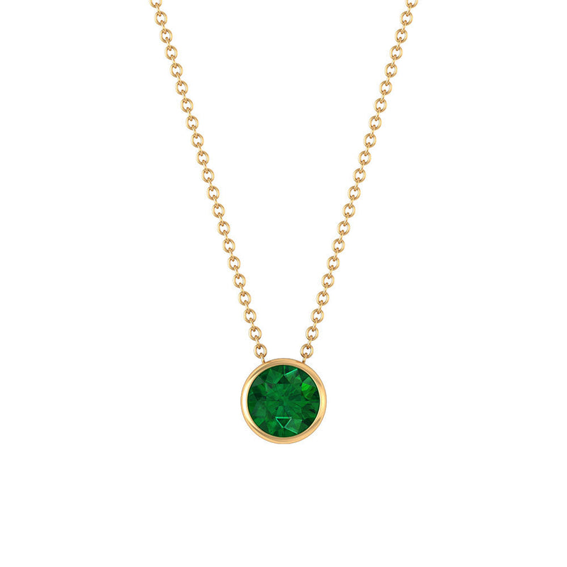 Natural Half Carat Emerald Necklace in Bezel Setting