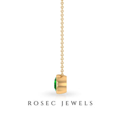 Natural Half Carat Emerald Necklace in Bezel Setting