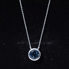 8MM Solitaire London Blue Topaz Chain Necklace in Bezel Setting