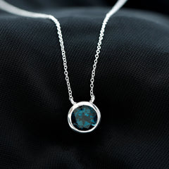8MM Solitaire London Blue Topaz Chain Necklace in Bezel Setting