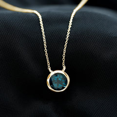 8MM Solitaire London Blue Topaz Chain Necklace in Bezel Setting