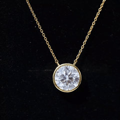 Bezel Set 3 Carat Moissanite Solitaire Necklace