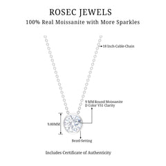 Bezel Set 3 Carat Moissanite Solitaire Necklace