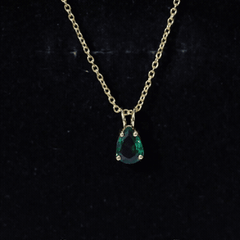 0.7 Carat Lab Created Emerald Teardrop Necklace