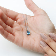 7X10MM London Blue Topaz Solitaire Teardrop Necklace With Chain