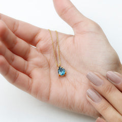 7X10MM London Blue Topaz Solitaire Teardrop Necklace With Chain