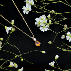 1 Carat Citrine Teardrop Pendant Necklace with Moissanite