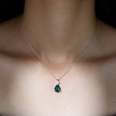 Lab Grown Emerald Teardrop Pendant with Moissanite