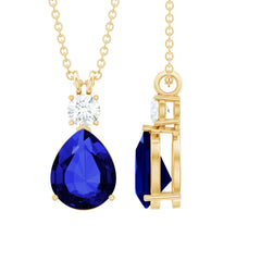 Lab Created Blue Sapphire Teardrop Pendant Necklace With Chain
