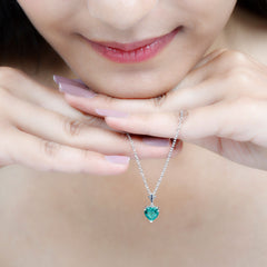 Certified Lab Created Emerald Heart Solitaire Necklace With Chain