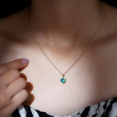 Certified Lab Created Emerald Heart Solitaire Necklace With Chain