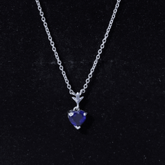 1 Carat Lab Grown Blue Sapphire Heart Necklace for Women