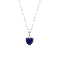 1 Carat Lab Grown Blue Sapphire Heart Necklace for Women
