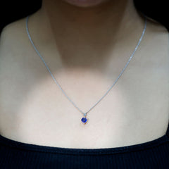 1 Carat Lab Grown Blue Sapphire Heart Necklace for Women