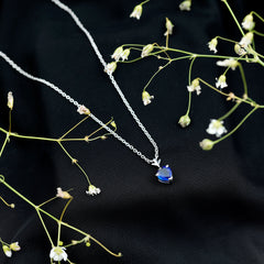 1 Carat Lab Grown Blue Sapphire Heart Necklace for Women