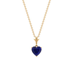 1 Carat Lab Grown Blue Sapphire Heart Necklace for Women