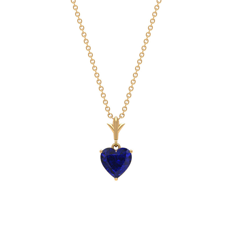 1 Carat Lab Grown Blue Sapphire Heart Necklace for Women