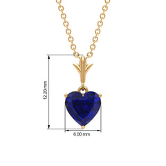 1 Carat Lab Grown Blue Sapphire Heart Necklace for Women
