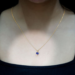 1 Carat Lab Grown Blue Sapphire Heart Necklace for Women
