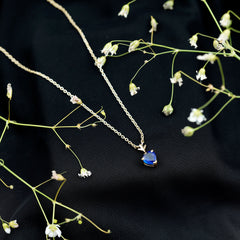 1 Carat Lab Grown Blue Sapphire Heart Necklace for Women