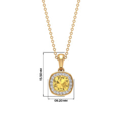 Genuine 2.3 Carat Cushion Cut Citrine and Diamond Necklace with Certificate