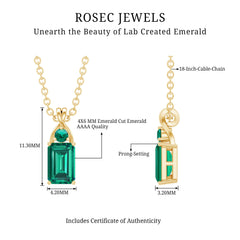 Emerald Cut Lab Created Emerald Pendant Necklace