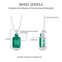 Certified 1.68 Carat Lab Created Emerald Solitaire Necklace