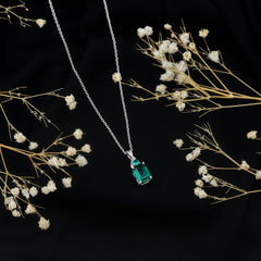 Certified 1.68 Carat Lab Created Emerald Solitaire Necklace