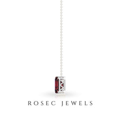 3 Carat Emerald Cut Garnet Three Stone Necklace