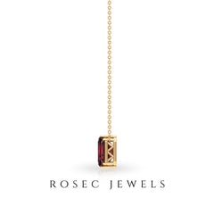 3 Carat Emerald Cut Garnet Three Stone Necklace