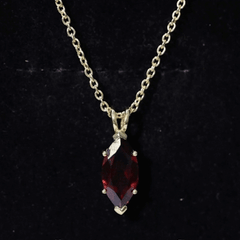 Marquise Cut 6X12 MM Real Garnet Birthstone Necklace in Gold Plated Silver