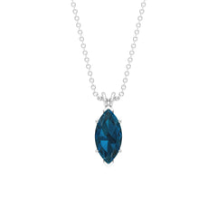 0.74 Carat Marquise Cut London Blue Topaz Solitaire Pendant