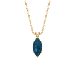 0.74 Carat Marquise Cut London Blue Topaz Solitaire Pendant