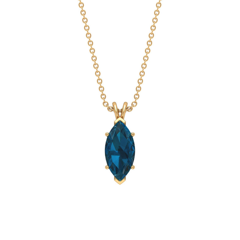 0.74 Carat Marquise Cut London Blue Topaz Solitaire Pendant