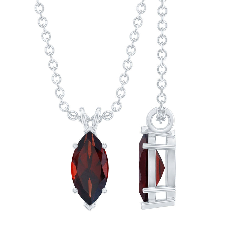 Real 0.75 Carat Garnet Marquise Necklace with Chain