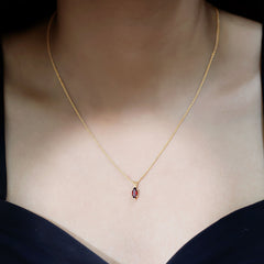 4X8MM Marquise Cut Garnet Solitaire Necklace With Chain