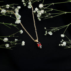 4X8MM Marquise Cut Garnet Solitaire Necklace With Chain