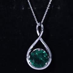 AAAA Grade 3.5 Carat Lab Created Emerald Infinity Necklace With Silver Chain