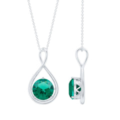 AAAA Grade 3.5 Carat Lab Created Emerald Infinity Necklace With Silver Chain