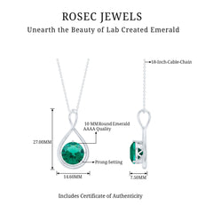 AAAA Grade 3.5 Carat Lab Created Emerald Infinity Necklace With Silver Chain