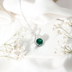 AAAA Grade 3.5 Carat Lab Created Emerald Infinity Necklace With Silver Chain