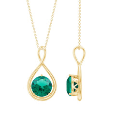 Solitaire 3.5 Carat Lab Grown Emerald Infinity Necklace