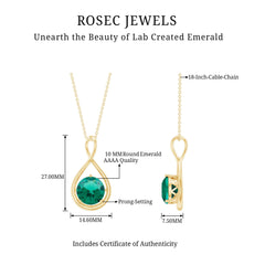 Solitaire 3.5 Carat Lab Grown Emerald Infinity Necklace