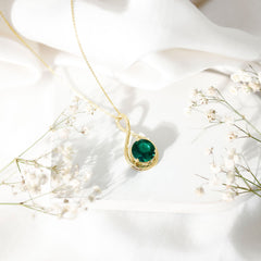 Solitaire 3.5 Carat Lab Grown Emerald Infinity Necklace