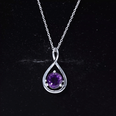1 CT Real Amethyst Infinity Pendant Necklace