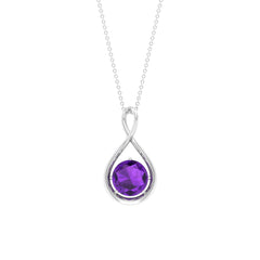 1 CT Real Amethyst Infinity Pendant Necklace