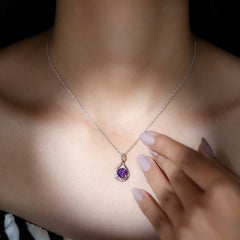 1 CT Real Amethyst Infinity Pendant Necklace