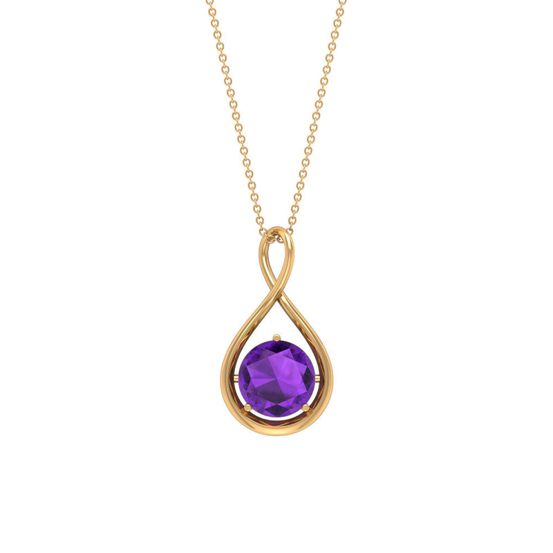 1 CT Real Amethyst Infinity Pendant Necklace