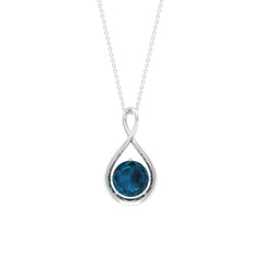 2 CT London Blue Topaz Infinity Pendant Necklace