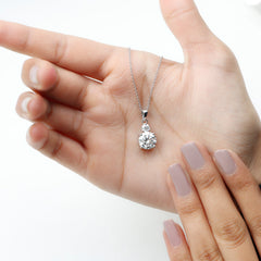 Brilliant Cut Moissanite Two Stone Necklace With Chain